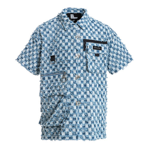 MWM Unisex Πουκάμισο Oversize Checkered Denim Shirt